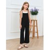 Haloumoning Girls Wide Leg Jumpsuit Kids Casual Sleeveless Romper Spaghetti