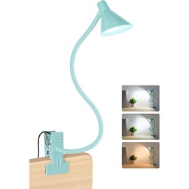 Desk Lamp Clip on Lamp for Bed Headboard Reading Light for Bed, 3 Color Modes 10 Dimmable Brightness, Book Light for Reading in Bed Flexible  Clip on Light Clamp Lamp for Bed Desk, Teal - Color: Teal