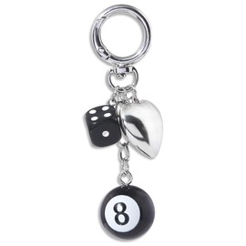 AUNVITO 8 Ball Dice Charm Keychain - Cute Bag Purse Handbag Accessories - Y2K Aesthetic Key Chain for Women Men (8 ball with heart)
