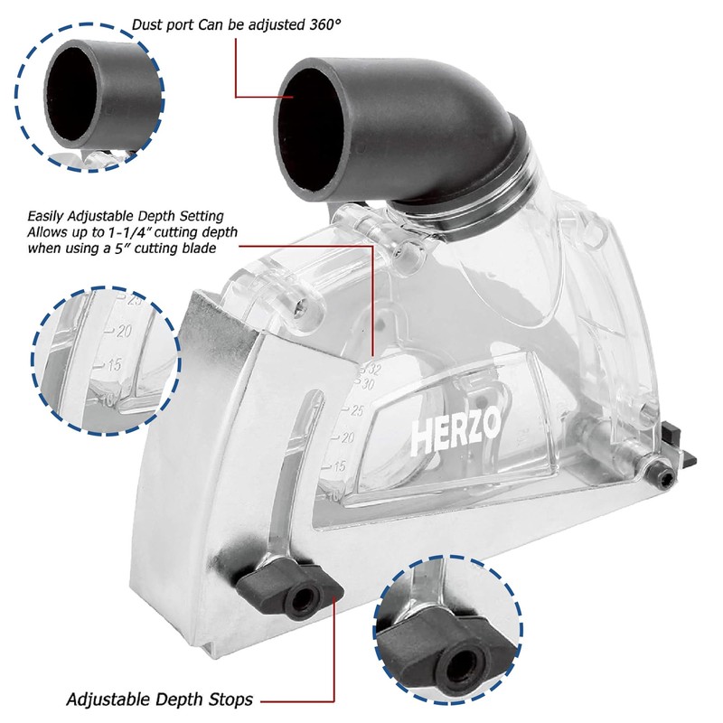HERZO Dust Extraction Cutting Guard for 115/125mm Angle Grinder