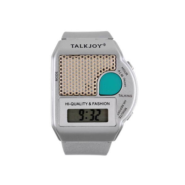 TalkJoy Talking Wrist Watch Silver Clock Alarm Clock Announcement Time