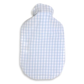 Organic Hot Water Bottle Cover Compact – Cover for Small Hot Water Bottle 0.8 Litres – 100% Cotton from Controlled Organic Cultivation – 2 Colours Organic Flannel + Organic Light Blue/White Checked