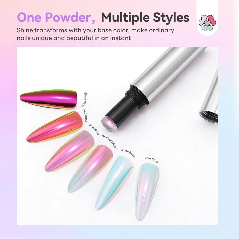 Air Cushion Chrome Nail Powder Pen for Beginners, Mermaid