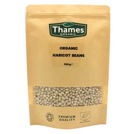 Organic Haricot Beans 500g - High Fibre, High Protein, No Additives, No Preservatives, Raw, Vegan, GMO-Free, Certified Organic - Nutritious and Flavorful - Great for Soups, Salads - Thames Organic