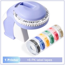 3D Embossing Label Maker with 6 Color Label Tapes 3/8" for Dymo Omega Xpress