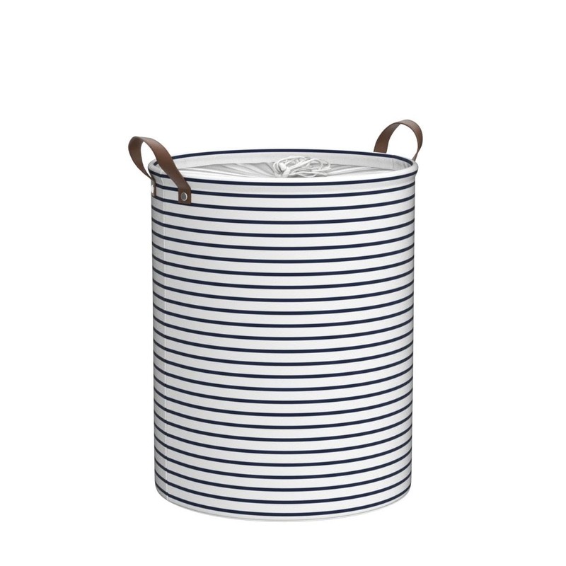 DOKEHOM 18 Inch Foldable Round Storage Laundry Baskets, Cotton (Blue,