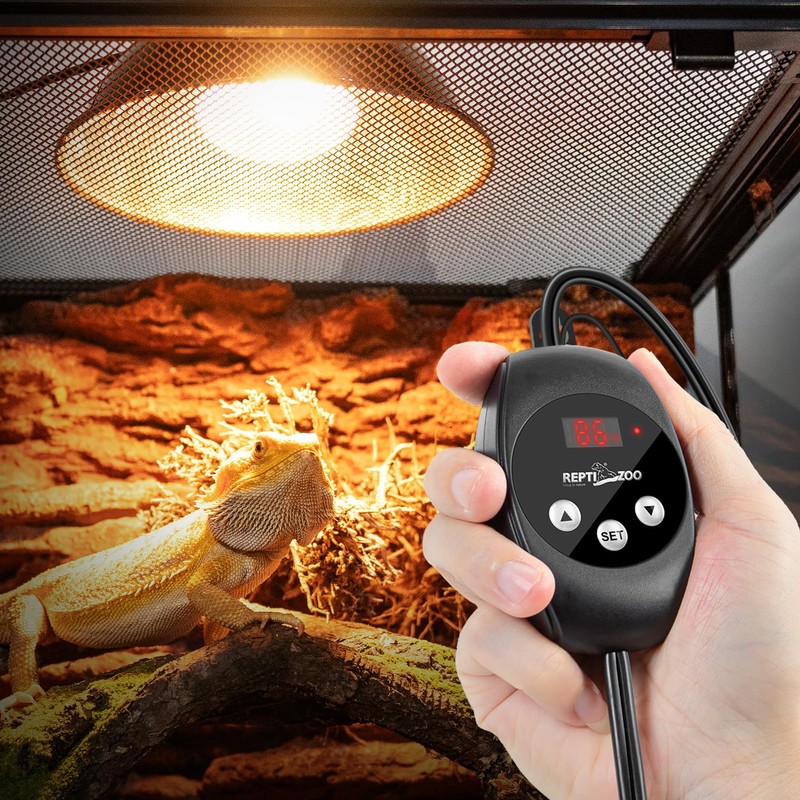 REPTI ZOO Reptile Light Fixture Dimming Thermostat Combo Pack, 8.5
