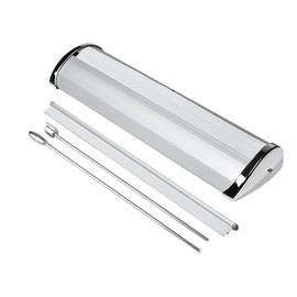 LOJUFAN Mini Retractable Banner Roll Up Banners Stand for Business Birthday Party Wedding Trade Show Small Size Aluminum Tabletop Display (Stand Only)