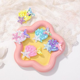 5PCS Glitter Mermaid Sequin Hair Bow Clips for Toddler, Baby Teen Girls,Multicolor Alligator Barrettes Hairpins, Birthday Party Accessories Gift for Kids (F)