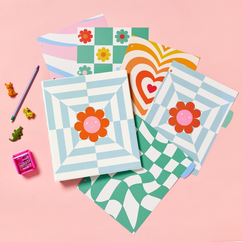 Avery 3 Ring Binder, 1 Inch Round Rings, Retro Collection,