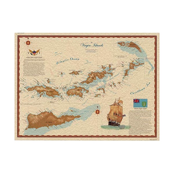 Virgin Islands Map (Decorative Map 18" x 24")
