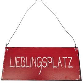 Macosa SA89232 Decorative Sign Favourite Place Red Iron 28 cm Rectangular Decorative Wall Sign Garden Sign Wall Decoration Metal Sign Iron Sign