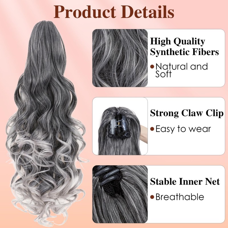 Benehair Claw Clip in Ponytail Hair Extensions 24 Inches Long