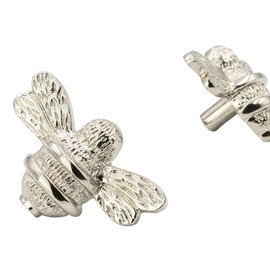 Brass bee 2 x Silver Solid Drawer Knob Handles | Drawer Handle | Bee Cabinet knob | Cupboards, Doors, Cabinets & Drawers for Kitchen, Wardrobe, Chest, Drawer Pull (Silver)