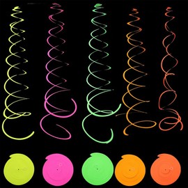 Silars Pendenti a Spirale Neon, 10pz decorazione, Stelle Filanti per Fluo Party, Compleanno, Matrimonio, Festa