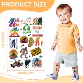 Jungle Sasquatch Temporary Tattoos - 6 Sheets Woodland Giant Theme Birthday Party Favors Decorations Supplies, Adventure Treat Bags for Boys Girls, Classroom School Prize(3 styles)