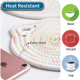 DINGC Set of 3 Place Mats Cute in Cats Densely Woven, Place Mats Braided Pure Cotton Material, Place Mats Children Safe and Odourless (Dark Grey, Light Grey, Rainbow, 18 cm)