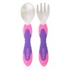 Nuby Stainless Steel Utensil, Pink/Purple, 2 Piece
