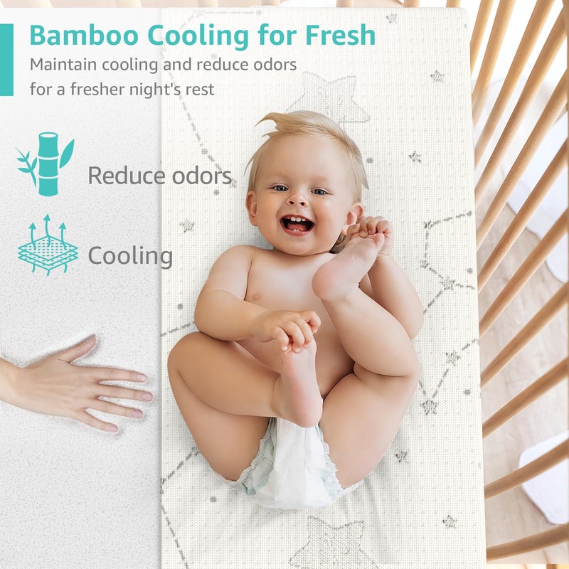 YENING Bamboo Pack and Play Mattress Pad Breathable 38x26 Waterproof