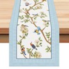Bonhause Spring Summer Blue Birds Floral Table Runner 13x72 Inch