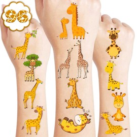 Generic Giraffe Temporary Tattoos Birthday Party Supplies Favors Decorations Super Cute 96PCS Fake Tattoos Stickers for Boys Girls School Classroom Rewards Gifts Ideal