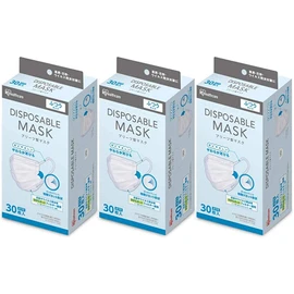 Iris Ohyama Disposable Mask, Non-Woven, Regular Size, 30 Pieces x 3 Packs (90 Pieces Set), Ear-Friendly Soft Ear Straps, 20PN-30PM