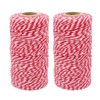 G2PLUS 2x100M Red and White String Twine, 2MM Craft Cotton