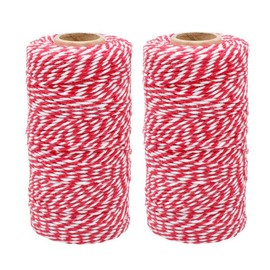 G2PLUS 2x100M Red and White String Twine, 2MM Craft Cotton Thread Durable Twine Perfect for Baking, Butchers, DIY Crafts and Handmade Arts
