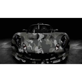 Sky Auto INC Black Gray Camouflage Vinyl Car Wrap Film Sheet + Free Cutter & Squeegee (8FT x 5FT / 96" x 60")