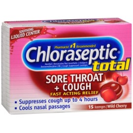 Chloraseptic Total Sore Throat + Cough Lozenges Wild Cherry 15 EA