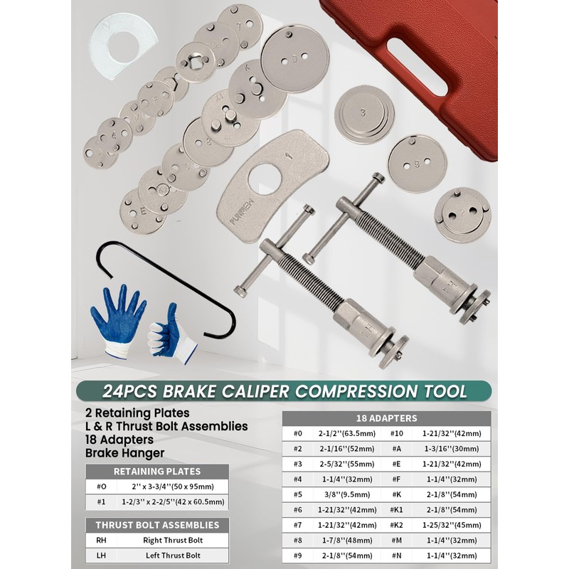 Punmew Brake Caliper Compression Tool 24-Piece Heavy Duty Disc Brake