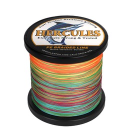 HERCULES Braided Fishing Line 12 Strands, 100-2000m 109-2196 Yards Braid Fish Line, 10lbs-420lbs Test PE Lines for Saltwater Freshwater - Multicolor, 60lbs, 1000m
