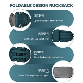 Gym Backpack for Women with Shoes Compartment & Wet Pocket Foldable Carry On Large Travel Laptop Backpack Waterproof Casual Daypack School Bag Sports Gym Bag for Swimming Yoga