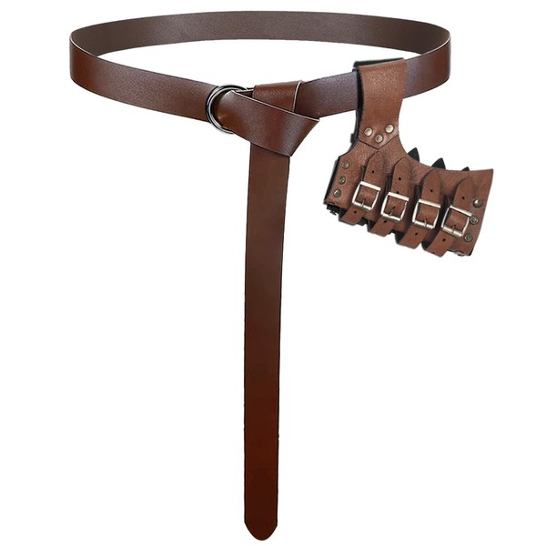 keland 2 x Accessories LARP Medieval Viking Belt & Sword Holder Leather Sheaths (Brown)