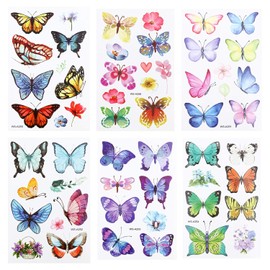 Kichvoe 12 Unids 3D Mariposa Tatuajes Temporales Mujeres Mariposa Tatuajes Falsos Arte Corporal Maquillaje Pegatinas Calcomanía Favores de Fiesta para Niñas Decoración de Cumpleaños