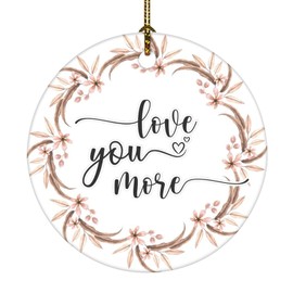 Love You More Xmas Ornament Circle Garland Wreath Christmas Tree Ornament Xmas Tree Decoration Decorative Ceramic Ornament Pendant for Friends Families