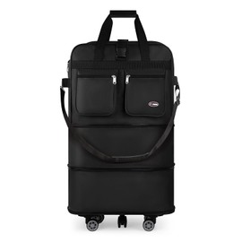 New York XPress 36 inches Collapsible Travel Suitcase with Wheels - Water-Resistant Expandable，Black