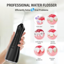 Water Flosser Picks for Teeth Cleaning and Flossing Cordless, IPX7 Waterproof 320ML Portable Water Flossers, 60-160PSI Electric Dental Water Floss Pick, Rechargeable Oral Irrigator for Home Travel