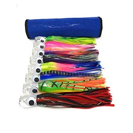 Capt Jay Fishing trolling Lure (9 inch) 8pcs Package Fishing trolling Lure Offshore Big Game trolling Lure for Marlin Tuna Mahi Wahoo. (8 Mixed Colors, 8 Pcs)