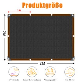 IMSGVIFO 80% Shade Net, Breathable Shade Net with Eyelets, Shade Net Patio Roof, Sun Protection Net, Shade Net for Greenhouse, Chicken Coop, Outdoor Sun Net, 2 x 2 m
