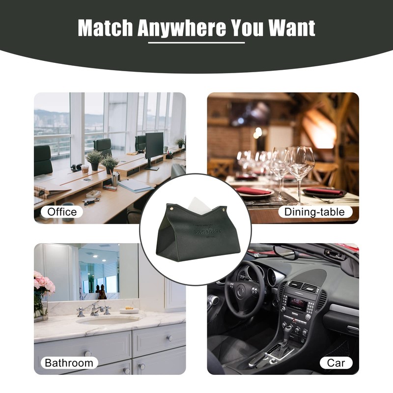 Leather Tissue Box Rectangular Cosmetic Tissues Box V-Port Shaped Napkin