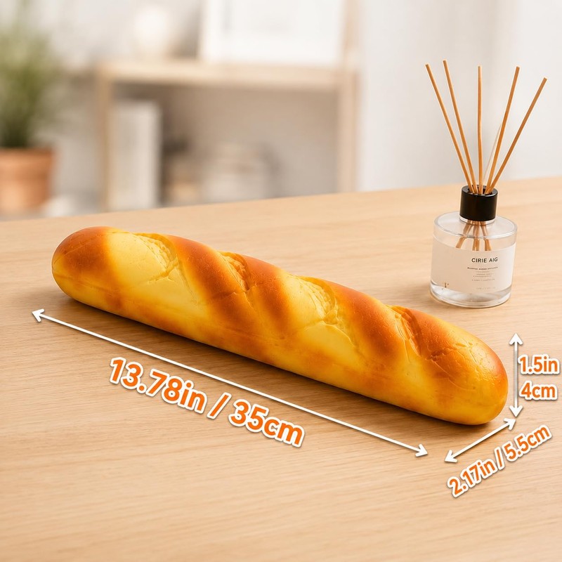 2 Pack Fake Baguettes, 13.5'' Realistic Artificial Bread Decor