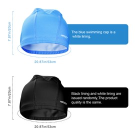 Pack of 2 Swimming Caps, Waterproof Swimming Cap, PU Coated Soft Swimming Cap, Ear Protection, Swimming Cap for Men and Women, Long Short Hair (Black + Royal Blue)