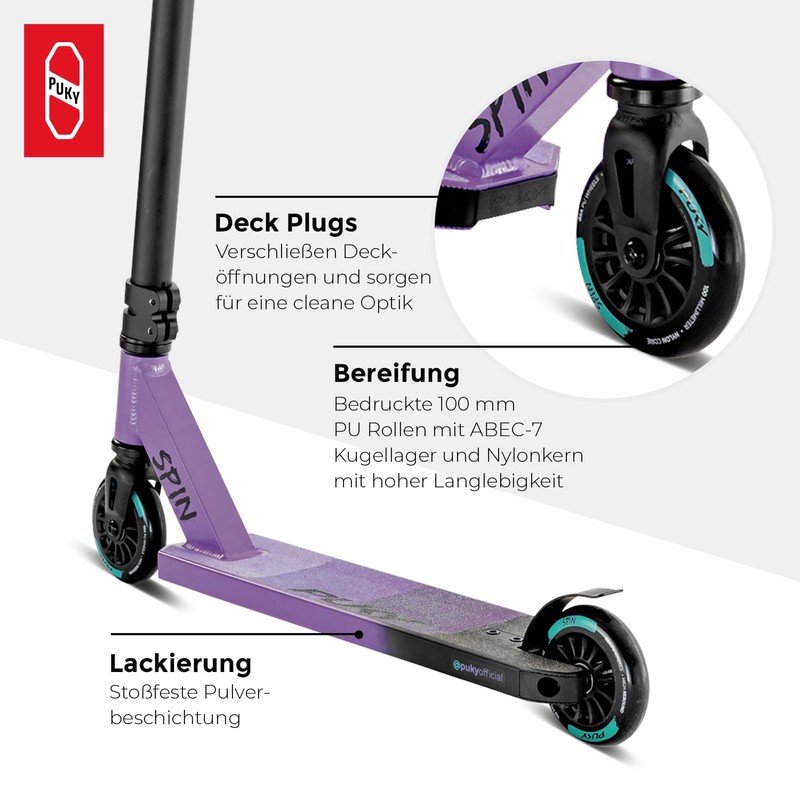 PUKY Spin High-Quality Scooter for Children 5+, One Piece Bar