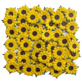 DUONGJAIS BRAND Sunflowers Mulberry Paper 1.25 x 1.25 inches 2 Layers Flower 50 Pcs Best for Scrapbooking Creative Craft Projects Mulberry Paper Flowers (Yellow)