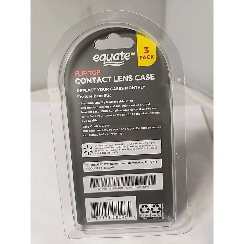 EQUATE Flip Top Contact Lenses Cases 4 (3pks), Total 12