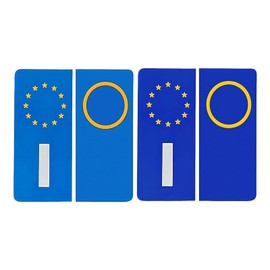 DmDoyy Pack of 4 Number Plate Stickers Black EU Blue Reflective Number Plate Cover Stickers Number Cover Stickers