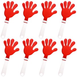 Lovecheer 8PCS Hand Clappers Noisemakers 11 Inch Large Red and White Clapper for Adults Sporting Events Team Spirits Cheerleading
