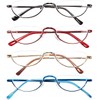 REAVEE 4 Pack Retro Designer Alloy Half Moon Reading Glasses