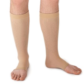 3D Ortho Calf Compression Socks, 10-15 mmHg, Knee highs for men ,Medical Stockings with Open Toe, made with Elastane, Leg Compression, Perfect for Knee Support, Relieve Varicose Veins, A6570 (Beige, M)